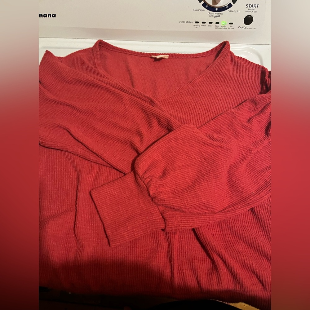 a.n.a Red V-Neck Blouse